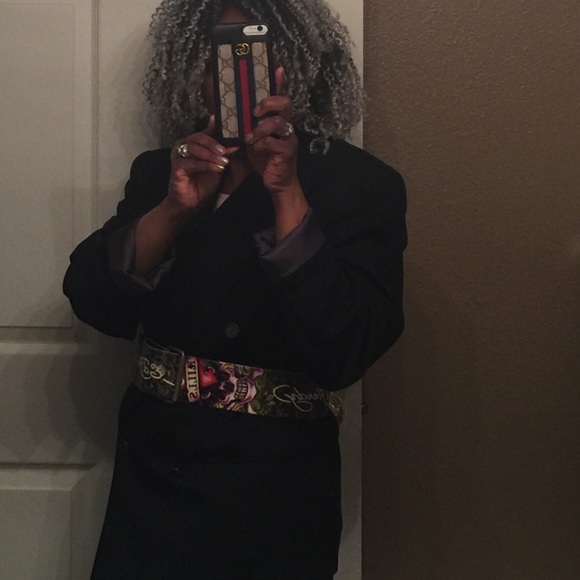 Nino Cerruti vtg double breasted boyfriend coat dark black vintage medium weight - Picture 8 of 10